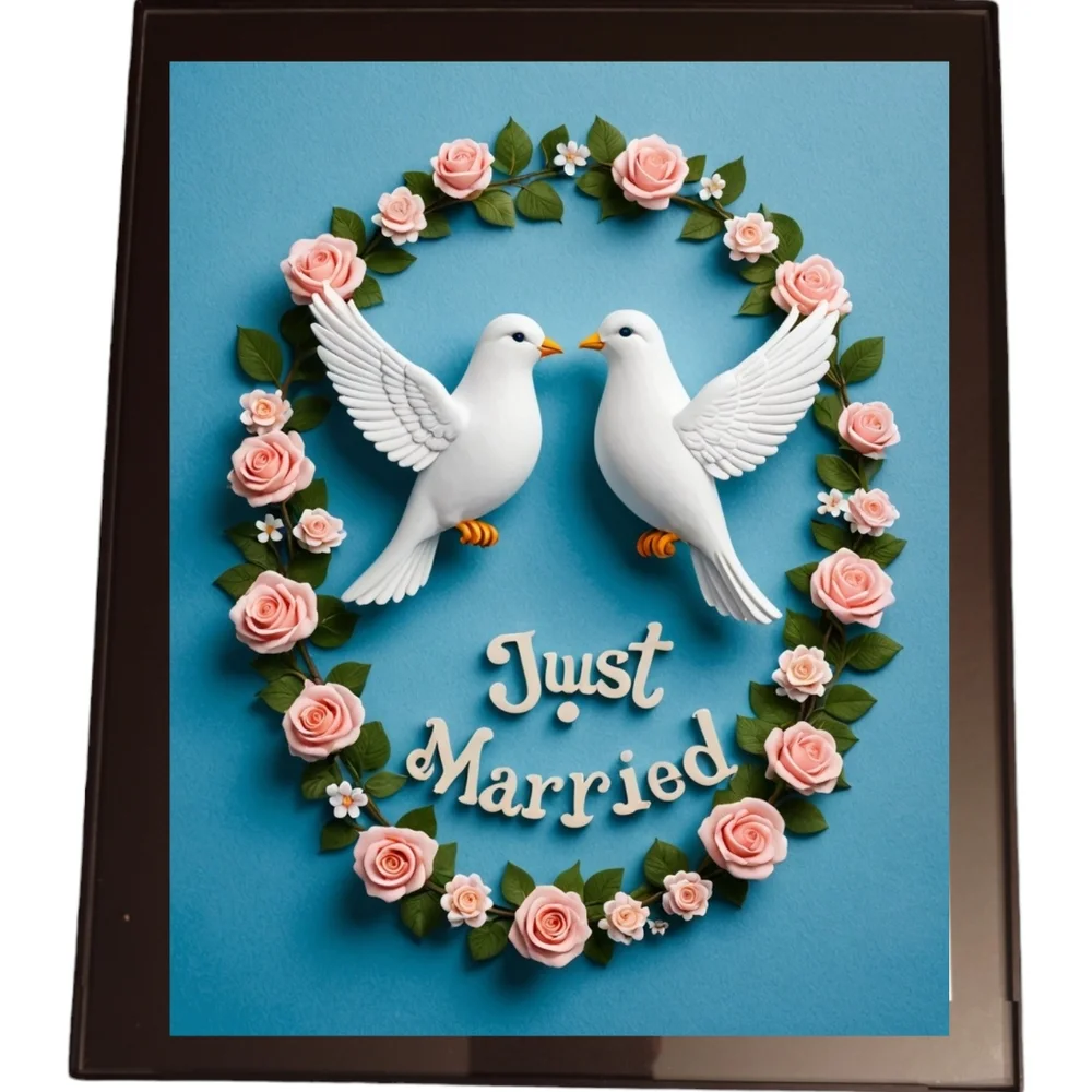 Just Married In A Glass Front Frame 8x10 Picture AI wall